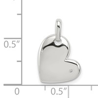 Sterling Silver Polished Diamond Offset Heart Pendant view 3