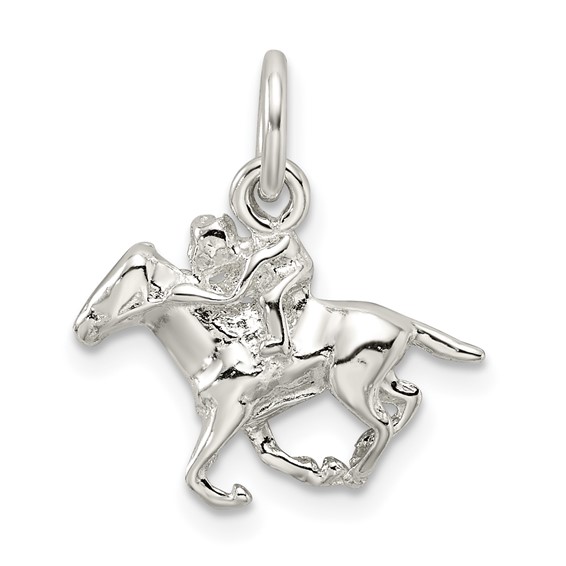 Sterling Silver Horse w/Rider Charm