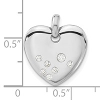 Sterling Silver Polished CZ Heart Pendant view 3