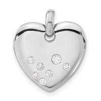 Sterling Silver Polished CZ Heart Pendant view 1