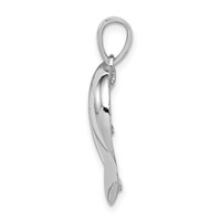 Sterling Silver Rhodium-plated Polished Heart Pendant with CZ Cross view 2