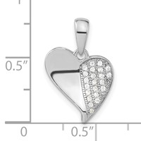 Sterling Silver Polished CZ Heart Pendant view 3