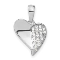 Sterling Silver Polished CZ Heart Pendant view 1