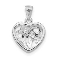 Sterling Silver Polished CZ Heart Pendant view 4