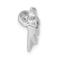 Sterling Silver Polished & Brushed CZ Heart Chain Slide view 2