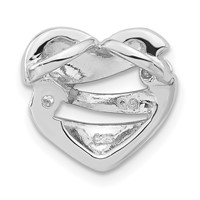Sterling Silver Polished & Brushed CZ Heart Chain Slide view 4