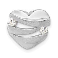 Sterling Silver Polished & Brushed CZ Heart Chain Slide view 1