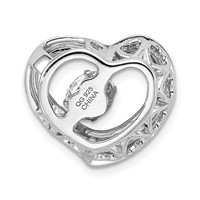 Sterling Silver Platinum-plated Vibrant Moving CZ Heart Chain Slide view 3