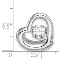 Sterling Silver Platinum-plated Vibrant Moving CZ Heart Chain Slide view 4