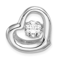 Sterling Silver Platinum-plated Vibrant Moving CZ Heart Chain Slide view 1