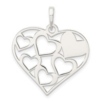 Sterling Silver Polished and Textured Mom Engraved Heart Pendant view 4