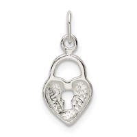 Sterling Silver Polished Heart Lock Charm view 3