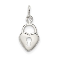 Sterling Silver Polished Heart Lock Charm view 1