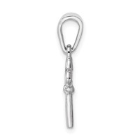 Sterling Silver Rhodium-plated Small Key Pendant view 2