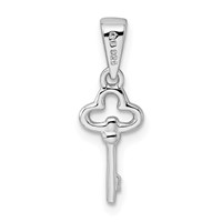 Sterling Silver Rhodium-plated Small Key Pendant view 3