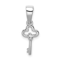 Sterling Silver Rhodium-plated Small Key Pendant view 1