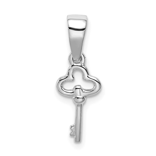 Sterling Silver Rhodium-plated Small Key Pendant