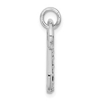 Sterling Silver Rhodium-plated Key Pendant with Crystal view 2