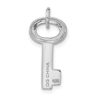 Sterling Silver Rhodium-plated Key Pendant with Crystal view 4