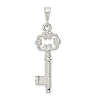Sterling Silver Polished and Textured Key Pendant view 4