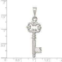 Sterling Silver Polished and Textured Key Pendant view 3