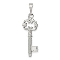 Sterling Silver Polished and Textured Key Pendant view 1