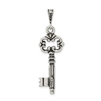 Sterling Silver Antiqued & Textured Key Pendant view 4