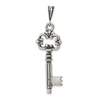 Sterling Silver Antiqued & Textured Key Pendant view 1