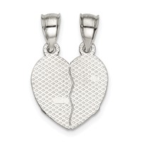 Sterling Silver Polished Mini Best Friends Break Away Heart Pendant view 4