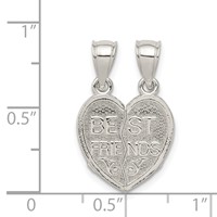 Sterling Silver Polished Mini Best Friends Break Away Heart Pendant view 3