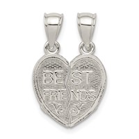 Sterling Silver Polished Mini Best Friends Break Away Heart Pendant view 1
