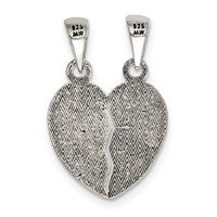 Sterling Silver Antiqued Best Friends 2-Piece Break-Apart Heart Pendant view 4