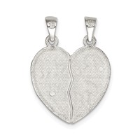 Sterling Silver Polished Best Friends Break Apart Heart Pendant view 4