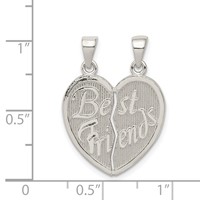 Sterling Silver Polished Best Friends Break Apart Heart Pendant view 3