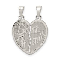 Sterling Silver Polished Best Friends Break Apart Heart Pendant view 1