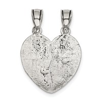 Sterling Silver Antiqued Best Friends 2-Piece Break-Apart Heart Pendant view 4