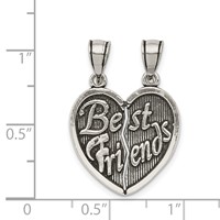 Sterling Silver Antiqued Best Friends 2-Piece Break-Apart Heart Pendant view 3