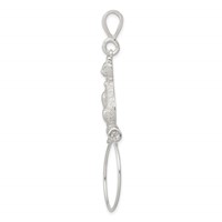 Sterling Silver Polished Sitting Cat Charm Holder Pendant view 2