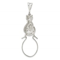 Sterling Silver Polished Sitting Cat Charm Holder Pendant view 4