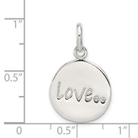 Sterling Silver Polished and Diamond-cut Love CZ Charm view 4