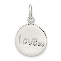 Sterling Silver Polished and Diamond-cut Love CZ Charm view 1