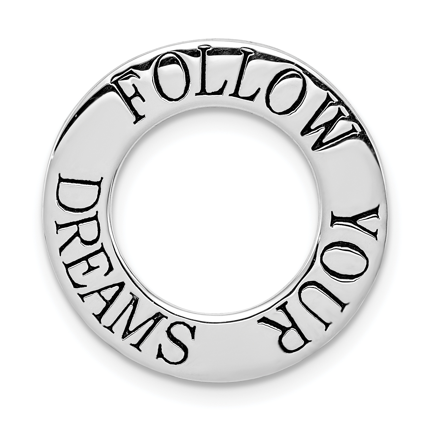 Sterling Silver Rhodium-plated Polished Follow Your Dreams Chain Slide (QC8543)