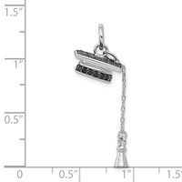 Sterling Silver Rhodium-plated Graduation Cap W Black CZ Pendant view 4