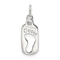 Sterling Silver Polished Footprint CZ Charm view 4