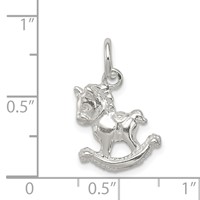 Sterling Silver Polished Rocking Horse Pendant view 3