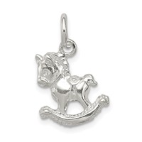 Sterling Silver Polished Rocking Horse Pendant view 1