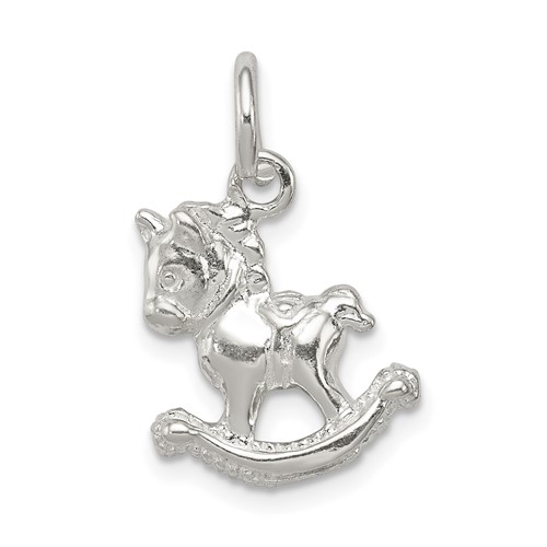 Sterling Silver Polished 3-D Rocking Horse Pendant