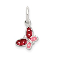 Sterling Silver Polished Enamel Butterfly Charm view 4