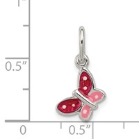 Sterling Silver Polished Enamel Butterfly Charm view 3