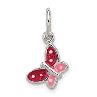 Sterling Silver Polished Enamel Butterfly Charm view 1